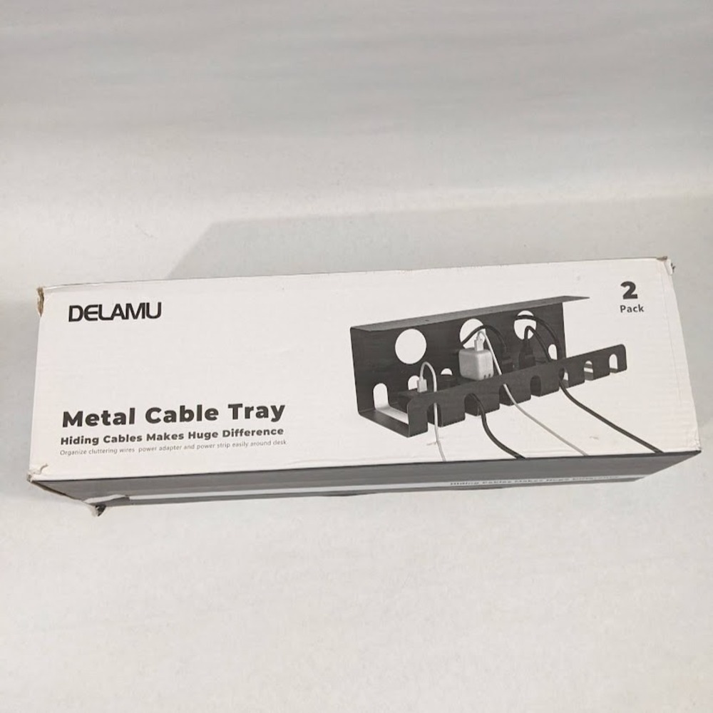 Delamu Metal Cable Tray Under Desk Cable Management Organizer Black Single Tray